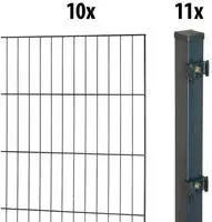 GARDEN N MORE Einstabmattenzaun "Standard" 10 Elemente f&uuml;r 20 m, LxH: 200 x 175 cm,