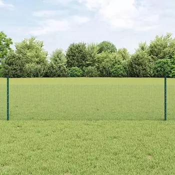 vidaXL Zaun mit Pfosten Gr&uuml;n 0,5x25m Stahl