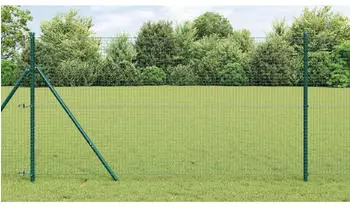 vidaXL Zaun mit Pfosten Gr&uuml;n 1x10m 25x25mm Maschen Stahl (3351693)