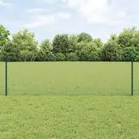 vidaXL Schwei&szlig;drahtzaun mit Pfosten 0,6 x 25 m Stahl und PVC Gr&uuml;n Netz