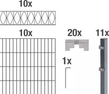 Alberts Doppelstabmatten-Set Eleganz 200 x 100 cm, 20 m, anthrazit
