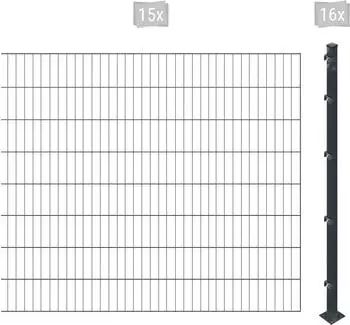 Arvotec ESSENTIAL 160 30 m x 160 cm Set (15 Zaunelemente + 16 Pfosten) anthrazit (95677048)