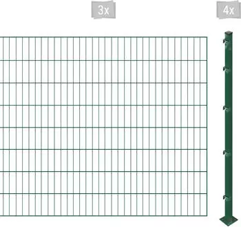 Arvotec ESSENTIAL 160 6 m x 160 cm Set (3 Zaunelemente + 4 Pfosten) dunkelgr&uuml;n (10421328)