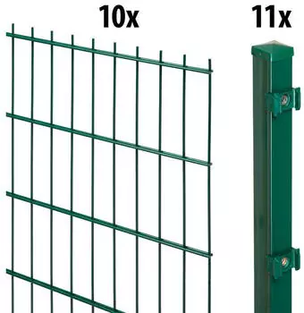 GARDEN 'N' MORE Standard 20 m x 200 cm Set (10 Zaunelemente + 11 Pfosten) gr&uuml;n (75014000)