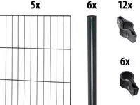 GARDEN N MORE Einstabmattenzaun "mit Rundpfosten" 5 Elemente f&uuml;r 10 m, LxH:...