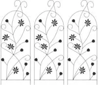 vidaXL Gartenzaun mit Schloss 3 pcs Schwarz 112 x 39,5 cm Stahl