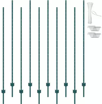 VEVOR T-Pfosten Zaunpfosten 213cm Kohlenstoffstahl 10er-Set, gr&uuml;n