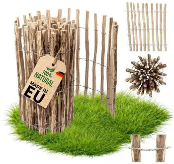 Floranica Staketenzaun Haselnussholz 100cm H&ouml;he, 8-10cm Zwischenraum (1826)