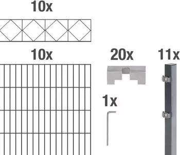 Alberts Doppelstabmatten-Set Bergen 200 x 140 cm, 10 m, anthrazit