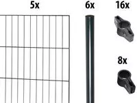 GARDEN N MORE Einstabmattenzaun "mit Rundpfosten" 5 Elemente f&uuml;r 10 m, LxH:...