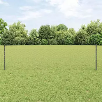 vidaXL Zaun mit Pfosten Grau 0,5x100m Stahl und PVC (3336920)