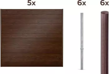Alberts Zaun Set Palitio zum Einbetonieren Profilhöhe 15 cm 10 m x 180 cm dunkelbraun