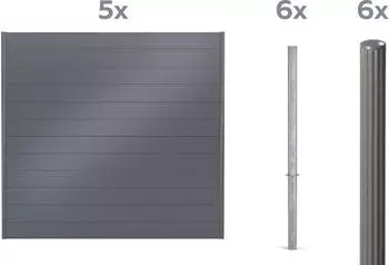 Alberts Zaun Set Palitio zum Einbetonieren Profilh&ouml;he 15 cm 10 m x 180 cm umbragrau