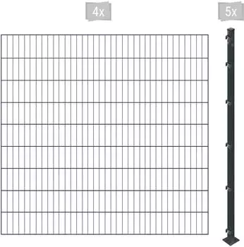 Arvotec ESSENTIAL 180 8 m x 180 cm Set (4 Zaunelemente + 5 Pfosten) anthrazit (37124512)