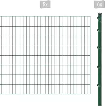 Arvotec ESSENTIAL 160 10 m x 160 cm Set (5 Zaunelemente + 6 Pfosten) dunkelgr&uuml;n (78367812)