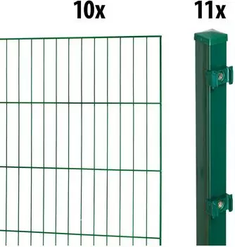 GARDEN 'N' MORE Einstabmattenzaun Standard 20 m x 100 cm Set (10 Zaunelemente + 11 Pfosten) gr&uuml;n (18320663)