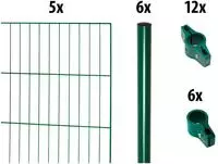 GARDEN N MORE Einstabmattenzaun "mit Rundpfosten" 5 Elemente f&uuml;r 10 m, LxH:...