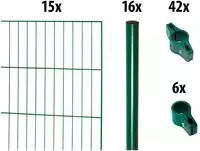 GARDEN N MORE Einstabmattenzaun "mit Rundpfosten" 15 Elemente f&uuml;r 30 m, LxH:...