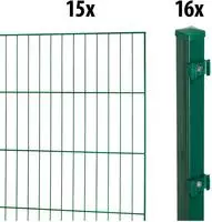 GARDEN N MORE Einstabmattenzaun "Standard" 15 Elemente f&uuml;r 30 m, LxH: 200 x...