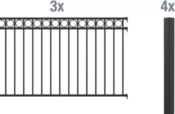 Alberts Zaunset Circle zum Einbetonieren 6 x 1,2 m schwarz matt
