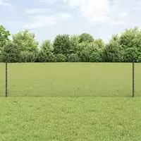 vidaXL Schweissdrahtzaun mit Pfosten 25 x 0,6 m Grau Netz