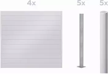 Alberts Zaun Set Palitio zum Aufschrauben Profilhöhe 15 cm 8 m x 180 cm weißalu