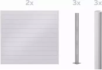 Alberts Zaun Set Palitio zum Aufschrauben Profilh&ouml;he 15 cm 4 m x 180 cm wei&szlig;alu