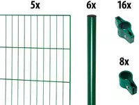 GARDEN N MORE Einstabmattenzaun "mit Rundpfosten" 5 Elemente f&uuml;r 10 m, LxH:...
