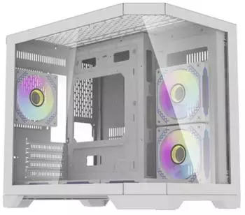 darkFlash FT418 Mini Tower PC-Gehäuse, 6 ARGB-Lüfter, weiß (FT418)