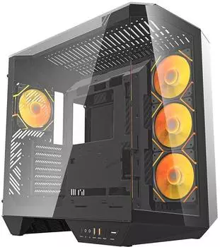 darkFlash DY470 Big Tower PC-Gehäuse, schwarz, 4 ARGB-Lüfter, GPU-Halter (DY470)