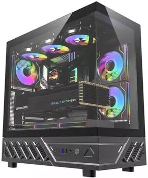 darkFlash DS950 PC-Gehäuse ATX/M-ATX/ITX, schwarz, 6 Lüfter