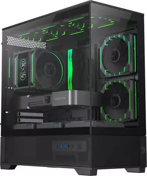 GameMax Vista 2 MB Mini Tower PC-Gehäuse, ITX/Mini-ATX, schwarz (9101-0600R0015)
