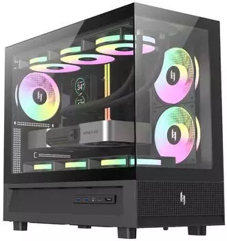 GameMax NEX C31 M-ATX Gaming-Gehäuse, Tempered Glass, 3× 120mm ARGB PWM Lüfter (NEX C31)