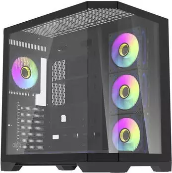darkFlash FT418 PRO PC-Gehäuse ATX mit 7 ARGB-Lüftern, schwarz (FT418 PRO Black)