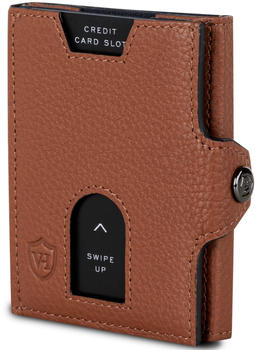 Von Heesen Slim Wallet RFID mit Mini-M&uuml;nzfach & Druckknopf cognac brown