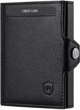Von Heesen Slim Wallet RFID mit XL M&uuml;nzfach & Druckknopf black
