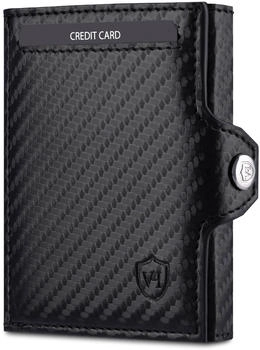 Von Heesen Slim Wallet RFID mit XL M&uuml;nzfach & Druckknopf carbon