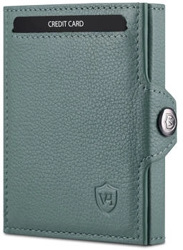 Von Heesen Slim Wallet RFID mit XL M&uuml;nzfach & Druckknopf silver pine