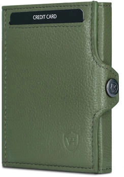 Von Heesen Slim Wallet RFID mit XL M&uuml;nzfach & Druckknopf green