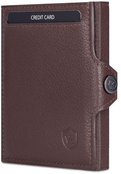 Von Heesen Slim Wallet RFID mit XL M&uuml;nzfach & Druckknopf dark brown
