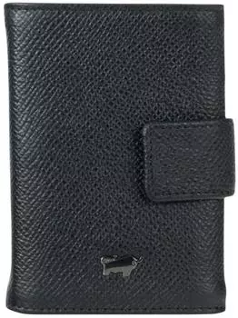 Braun Büffel Robin Slim Wallet mit Reißverschlussfach, genarbtes Leder, schwarz