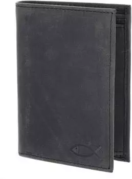 Oxmox Freedom Fish Kombibörse Leder RFID-Schutz, vintage schwarz (OX.BL1-0000v0.016-E01-222)
