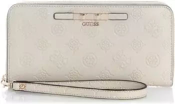 Guess Carmella Large Zip Around Wallet, Damen, Bone Logo