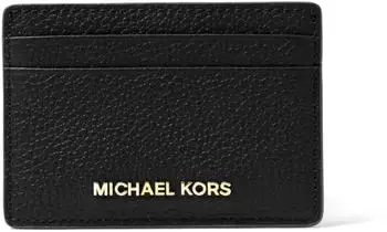 Michael Kors Jet Set Kartenetui, gekrispeltes Leder, schwarz