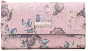 Miss Lulu Geldb&ouml;rse Damen Kunstleder 12 Kartenf&auml;cher rosa