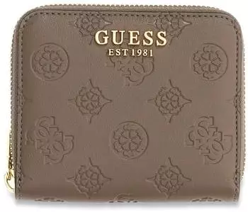 Guess Carmella Small Zip Around Wallet, Taupe Logo