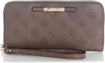 Guess Carmella SLG Large Zip Around Wallet, Damen, taupe Logo