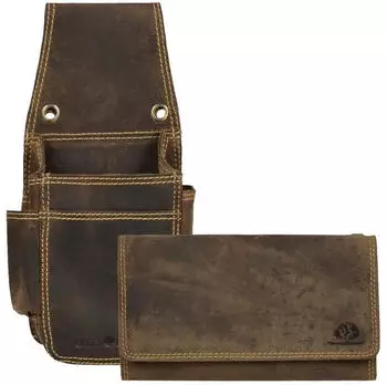 Greenburry Profikellnerset Kellnergeldb&ouml;rse + Holster extra strong, Leder, vintage antikbraun (1785-ES-25-S01)