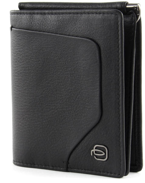 Piquadro Herrenbrieftasche im Hochformat mit Geldklammer Akron schwarz