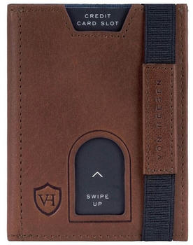 Von Heesen Whizz Wallet with Elastic Band and XL Coin Pocket cognac